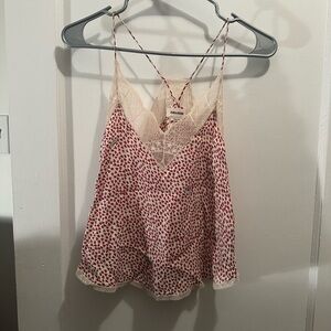 Zadig & Voltaire Red and White Lace Camisole
